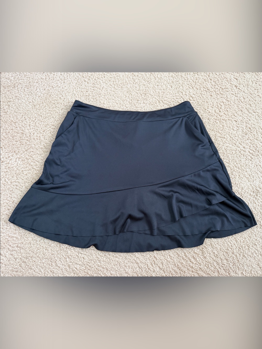 Greg Norman Collection Black Skater Skirt with Ruffle Panel